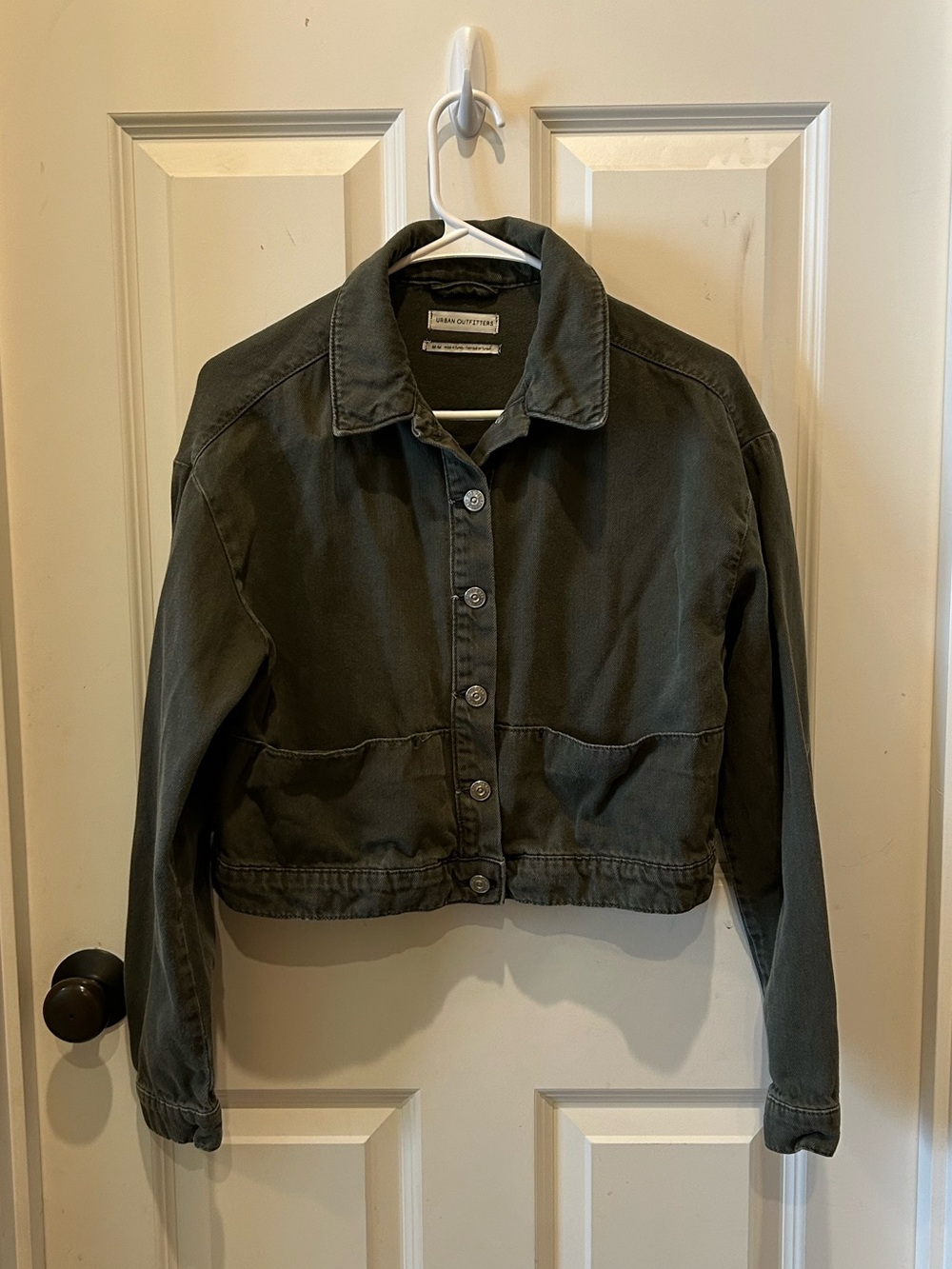 Urban Outfitters Cropped Jean Jacket - Olive